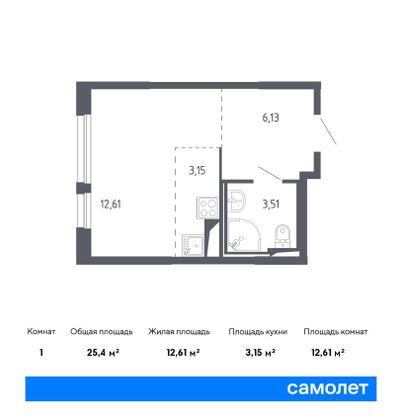 Продажа квартиры-студии 25,4 м², 1/17 этаж