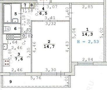 Продажа 2-комнатной квартиры 48 м², 6/9 этаж