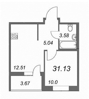Продажа 1-комнатной квартиры 31,1 м², 19/22 этаж