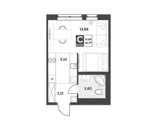 Продажа квартиры-студии 27 м², 2/25 этаж