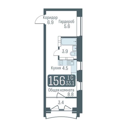 Продажа квартиры-студии 31,4 м², 17/24 этаж