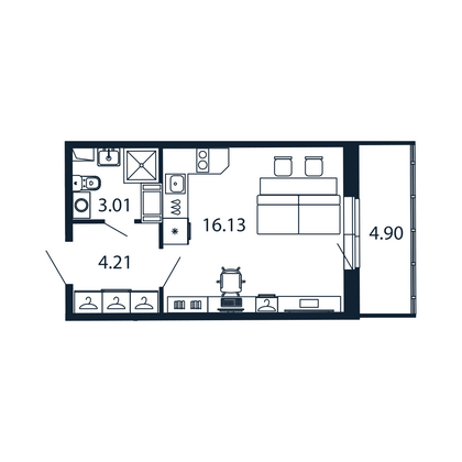 Продажа квартиры-студии 24,8 м², 7/12 этаж