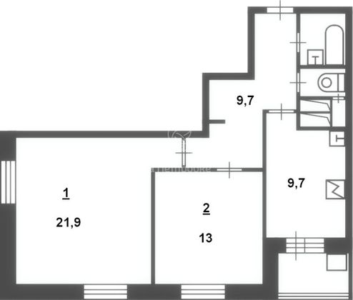 Продажа 2-комнатной квартиры 58,1 м², 6/23 этаж