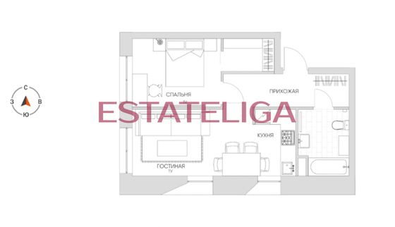 Продажа 1-комнатной квартиры 40,4 м², 5/21 этаж