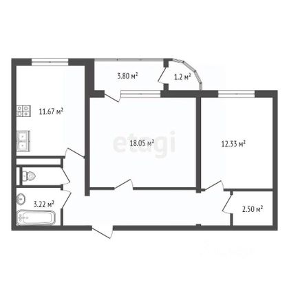 Продажа 2-комнатной квартиры 63,3 м², 2/17 этаж