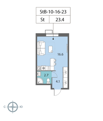 Продажа квартиры-студии 23,4 м², 23/23 этаж