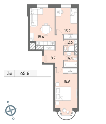 Продажа 2-комнатной квартиры 65,8 м², 14/16 этаж