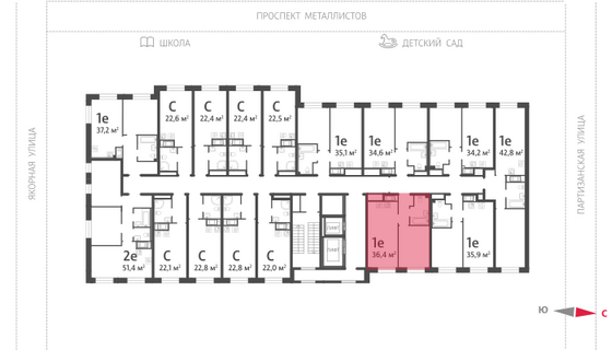 36,4 м², 1-комн. квартира, 8/12 этаж