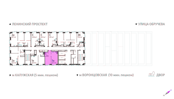 Продажа 1-комнатной квартиры 37,1 м², 43/58 этаж