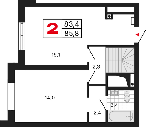 Продажа 3-комнатной квартиры 85,8 м², 28/29 этаж