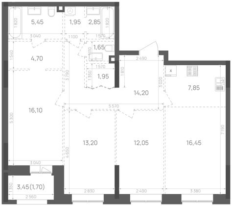 100,1 м², 3-комн. квартира, 3/15 этаж