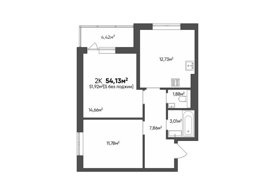 Продажа 2-комнатной квартиры 54,1 м², 7/10 этаж