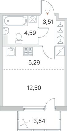 Продажа квартиры-студии 27 м², 1/5 этаж