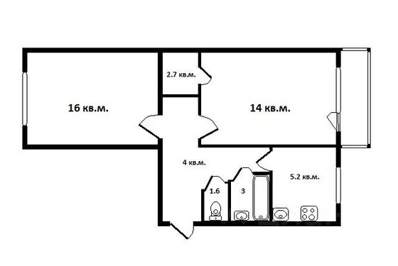 Продажа 2-комнатной квартиры 46,5 м², 4/5 этаж