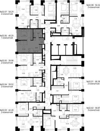 Продажа 1-комнатной квартиры 40,2 м², 2/27 этаж