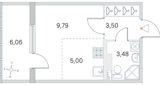 Продажа квартиры-студии 24,8 м², 3/4 этаж