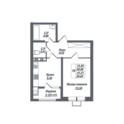 Продажа 1-комнатной квартиры 39,7 м², 1/8 этаж