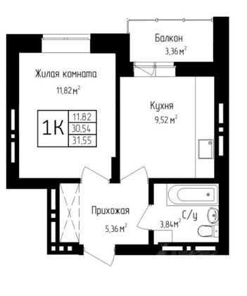 Продажа 1-комнатной квартиры 31,6 м², 20/25 этаж