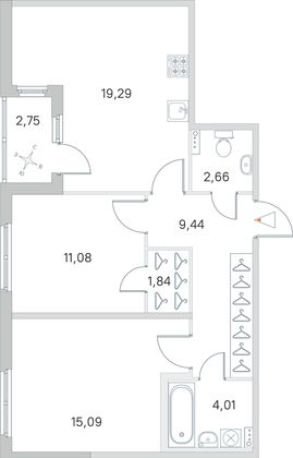 Продажа 2-комнатной квартиры 64,8 м², 1/4 этаж