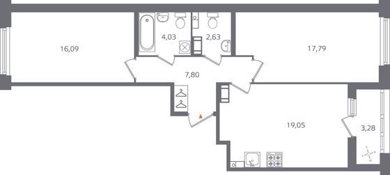 Продажа 2-комнатной квартиры 69 м², 6/15 этаж