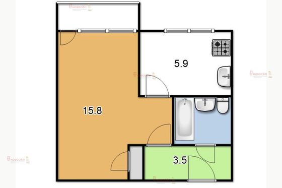 Продажа 1-комнатной квартиры 27 м², 3/5 этаж