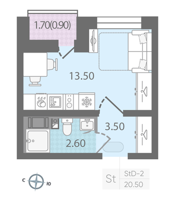 Продажа квартиры-студии 20,5 м², 8/25 этаж