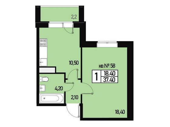 Продажа 1-комнатной квартиры 35,5 м², 2/3 этаж
