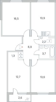 Продажа 3-комнатной квартиры 72,1 м², 1/5 этаж