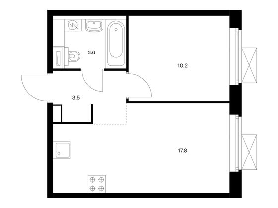 Продажа 1-комнатной квартиры 35,1 м², 2/11 этаж