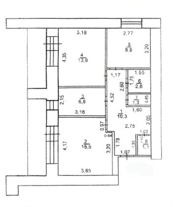 Продажа 3-комнатной квартиры 55,9 м², 3/15 этаж