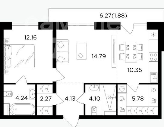 Продажа 2-комнатной квартиры 68 м², 5/33 этаж