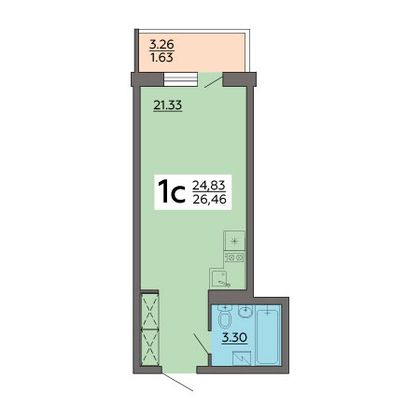 Продажа 1-комнатной квартиры 26,5 м², 2/18 этаж