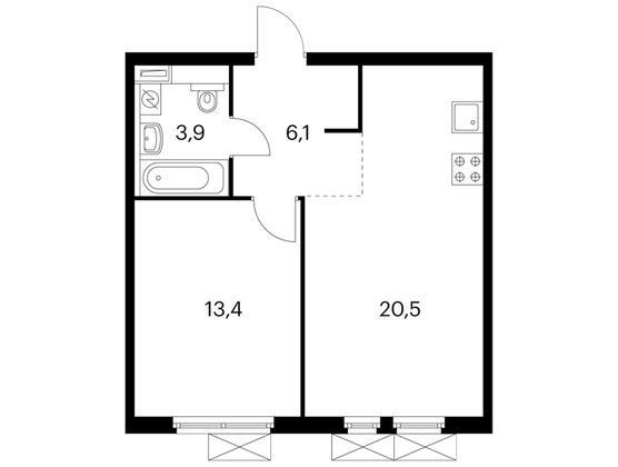 Продажа 1-комнатной квартиры 43,9 м², 28/30 этаж
