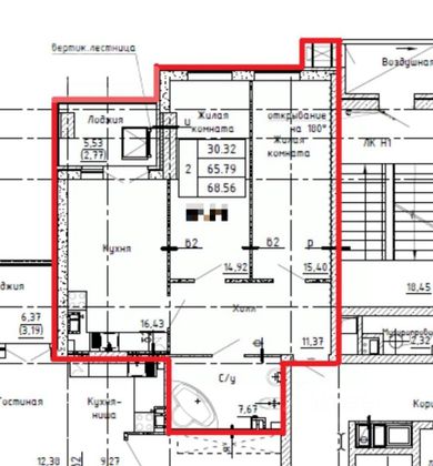 Продажа 2-комнатной квартиры 68,5 м², 7/26 этаж