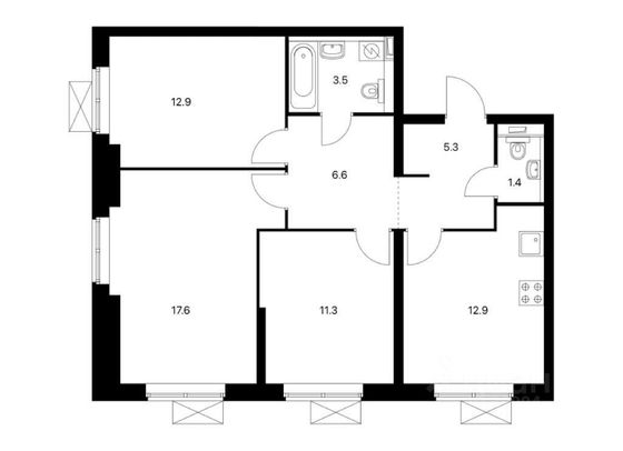 Продажа 3-комнатной квартиры 71,5 м², 4/33 этаж