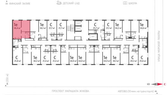 36,4 м², 1-комн. квартира, 5/23 этаж