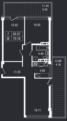 70,2 м², 3-комн. квартира, 4/8 этаж