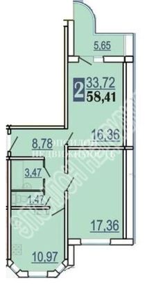 Продажа 2-комнатной квартиры 61,2 м², 7/17 этаж