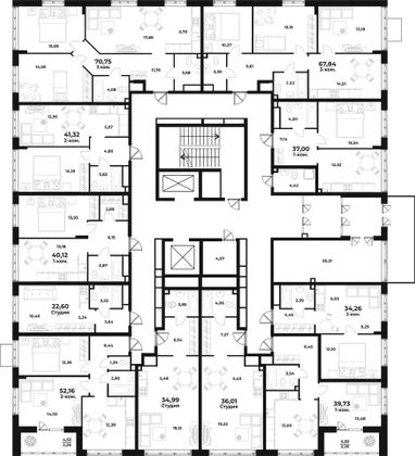 Продажа квартиры-студии 70,8 м², 1/10 этаж