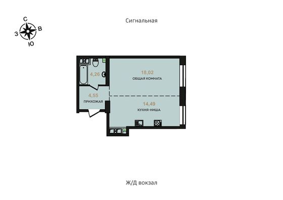 Продажа 1-комнатной квартиры 43,2 м², 3/17 этаж