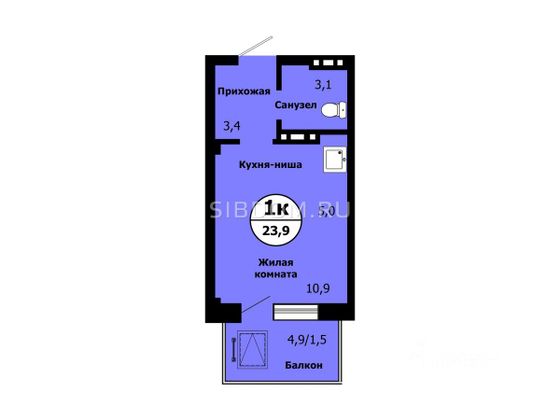 Продажа квартиры-студии 23,9 м², 17/19 этаж