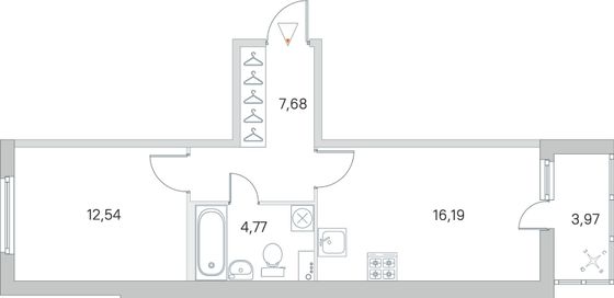 Продажа 1-комнатной квартиры 43,1 м², 2/8 этаж