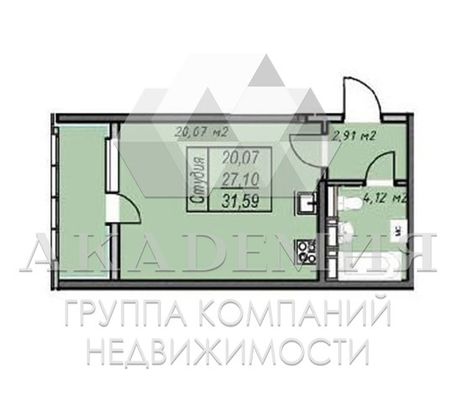 Продажа квартиры-студии 32 м², 9/14 этаж