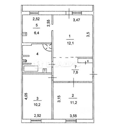 Продажа 3-комнатной квартиры 53,8 м², 2/5 этаж