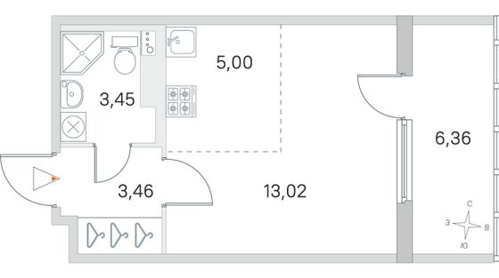 Продажа квартиры-студии 28,1 м², 4/4 этаж