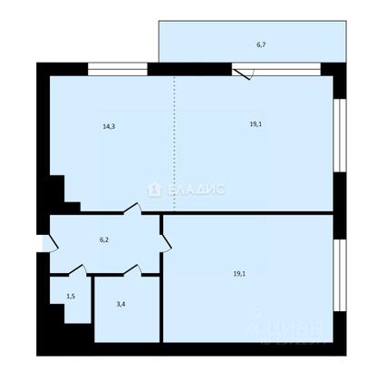 Продажа 2-комнатной квартиры 69,5 м², 8/22 этаж