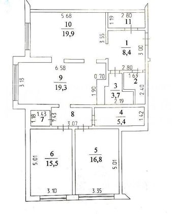 Продажа 3-комнатной квартиры 109,9 м², 12/14 этаж