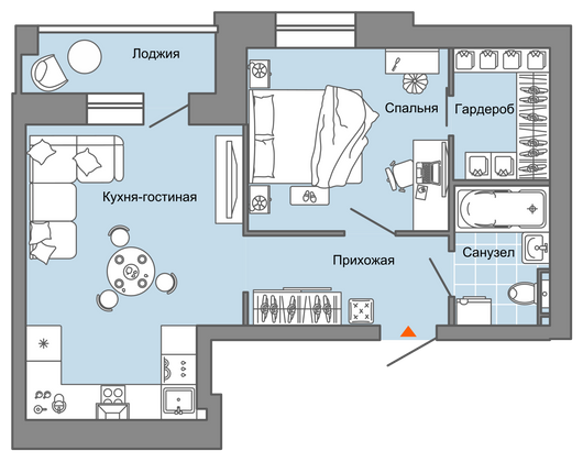 46 м², 2-комн. квартира, 4/8 этаж