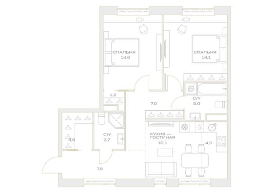 Продажа 3-комнатной квартиры 71,8 м², 3/23 этаж