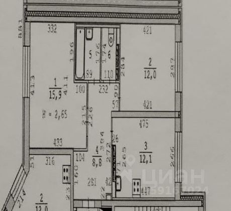 Продажа 2-комнатной квартиры 54 м², 4/20 этаж